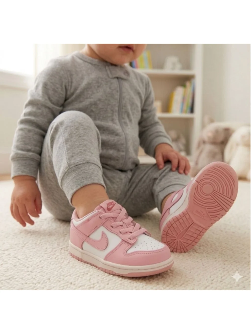 Toddler's Nike Dunk Low White/ Pink Glaze-Pomegrante (HV0929 100) Size 10C